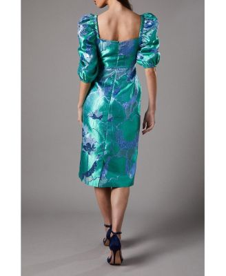 Bubble Sleeve Jacquard Dress