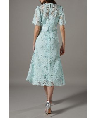 Women's Lace Bow Belt Midi Dress