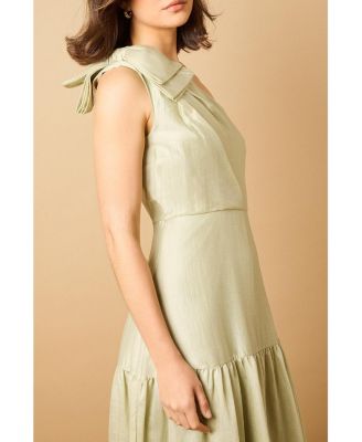 Bow Shoulder Detail Midi Dress