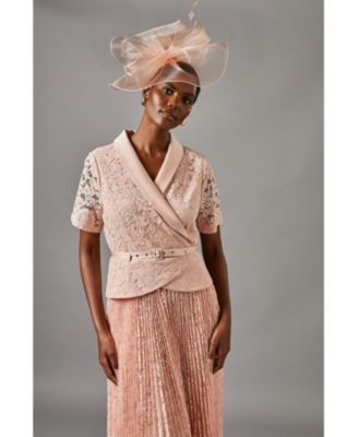 Women's Lace 2-In-1 Jacket Pleated Midi Dress