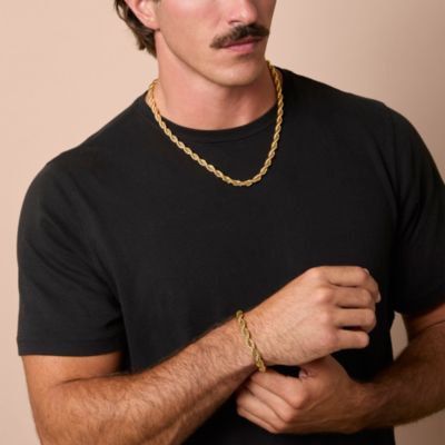 Mens Gold-Tone Rope Chain Bracelet - 9'' Chain