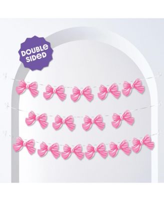 Tying the Knot Garland Banner, 30 Feet of Cord, 15 Double-Sided Pink Bow Pieces