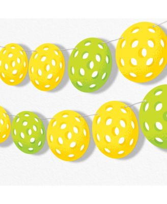 Pickleball Garland Banner, 30 Feet of Cord, 15 Double-Sided Pickleballs