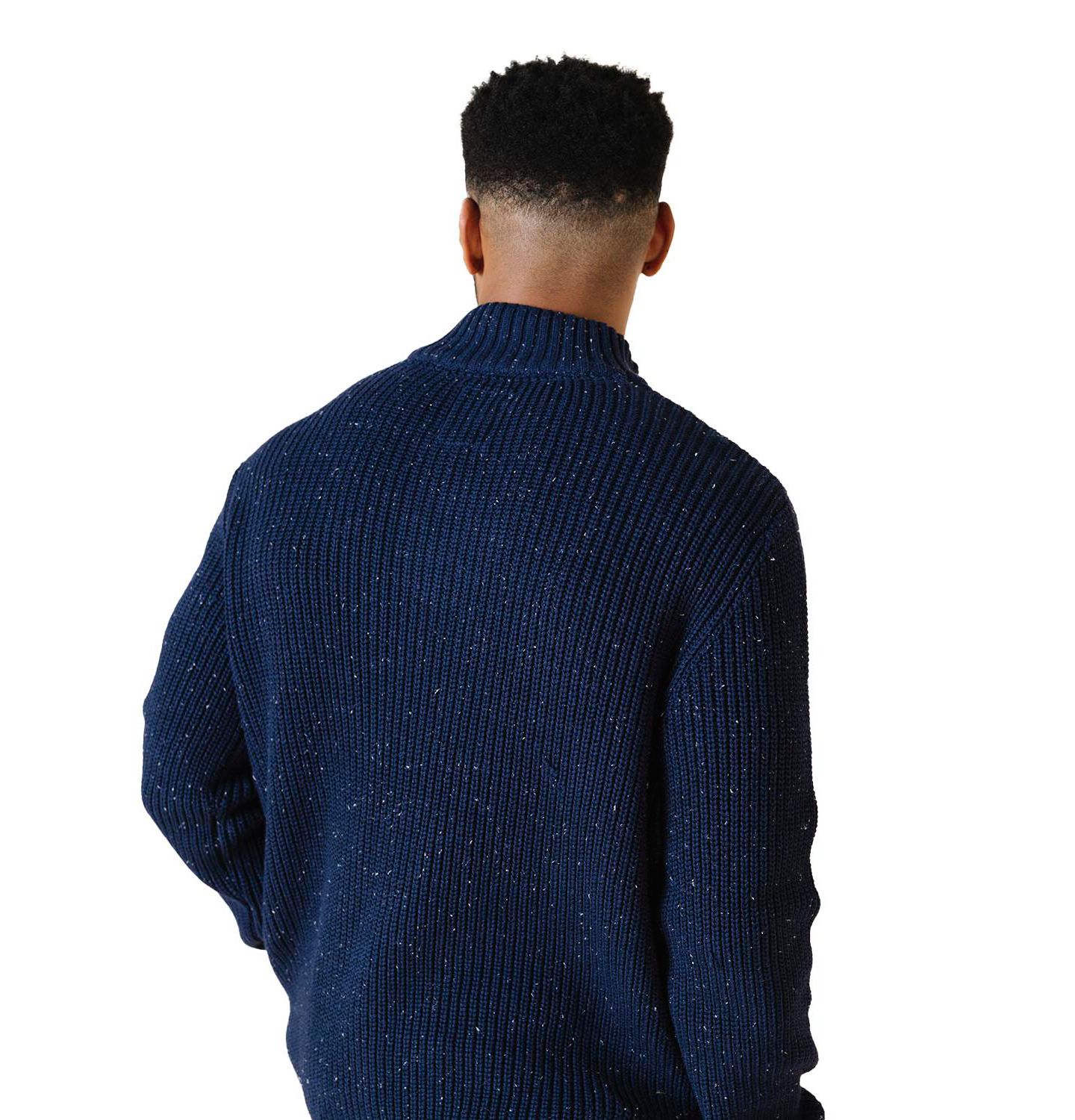 Мужской кардиган Hope & Henry Organic Mock Neck Cardigan Stitch, цвет: Тёмно-синий — фото 3