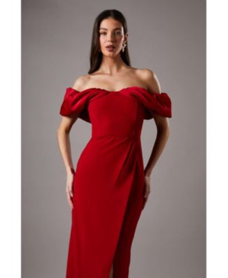 Volume Sleeve Corset Column Maxi Dress