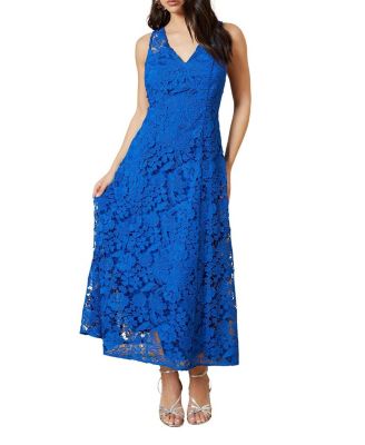 Women's Floral Lace V-Neck Midi Dress