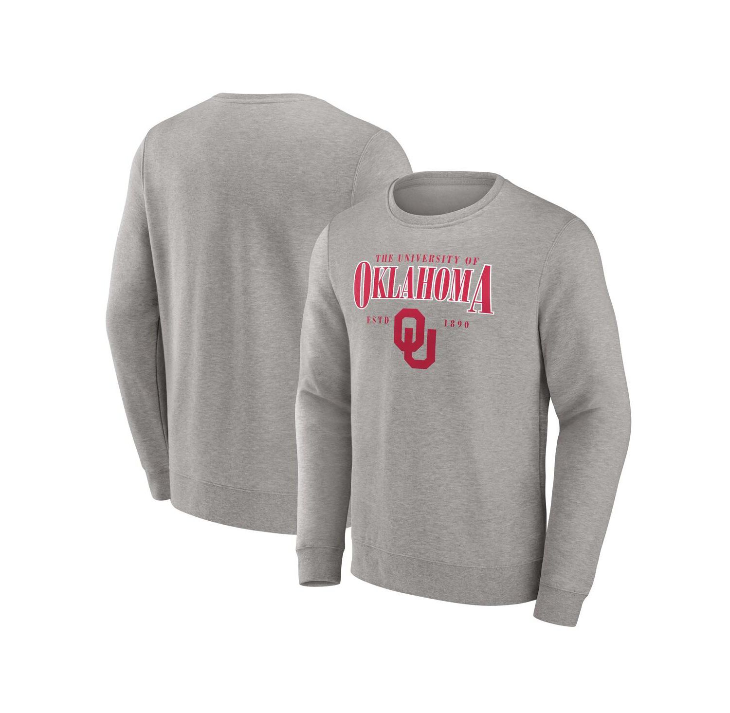 Men's Gray Oklahoma Sooners True Classics Act Fast Fleece Pullover Sweatshirt