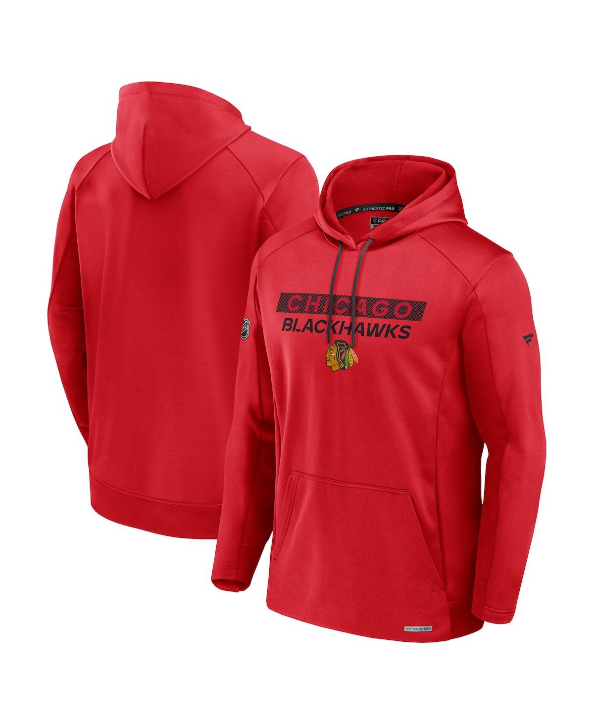 Fanatics Men's Red Chicago Blackhawks Authentic Pro Rink Fleece Pullover Hoodie In Red