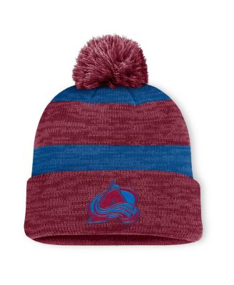 Fanatics - Men's Burgundy Colorado Avalanche Fundamental Red Line Cuffed Knit Hat with Pom