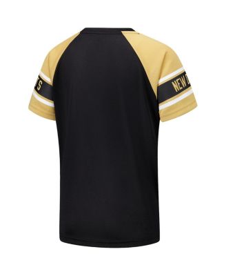 Women's Black New Orleans Saints 1st Rounder Color Block Raglan Top