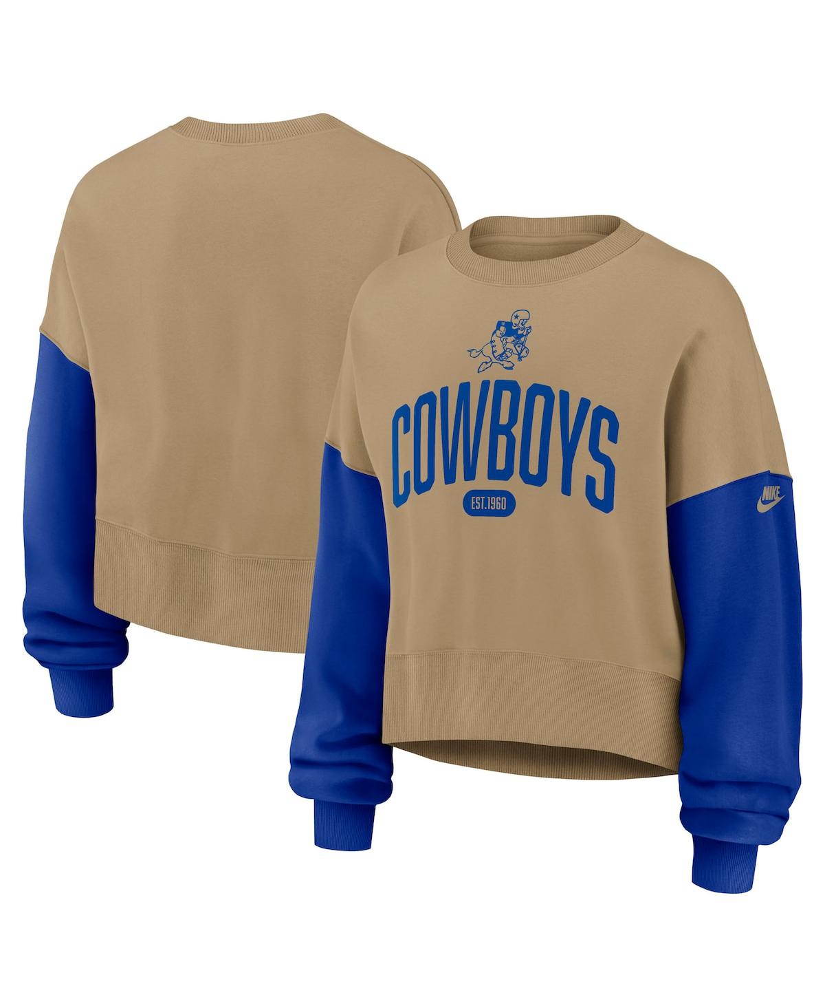 Nike Women's Tan Dallas Cowboys Oversized Rewind Pullover Sweatshirt In Neutral
