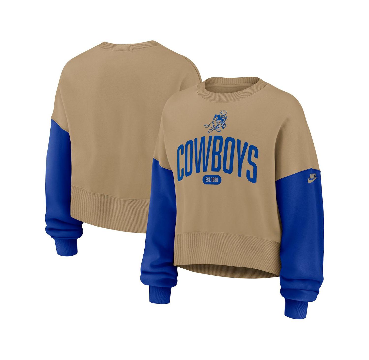 Women's Tan Dallas Cowboys Oversized Rewind Pullover Sweatshirt