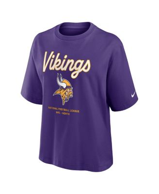 Women's purple Minnesota Vikings Essential Script Relaxed Boxy T-Shirt