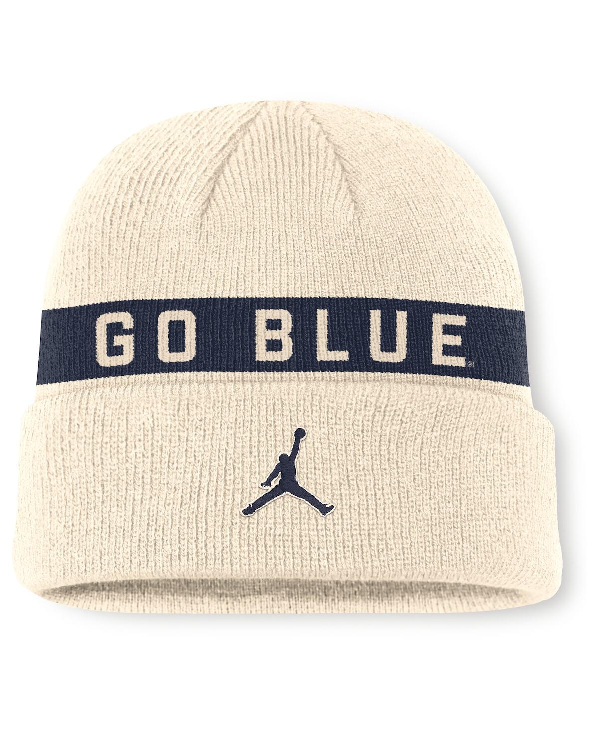 Jordan Men's Natural Michigan Wolverines Peak Primetime Utility Cuffed Knit Hat In Neutral
