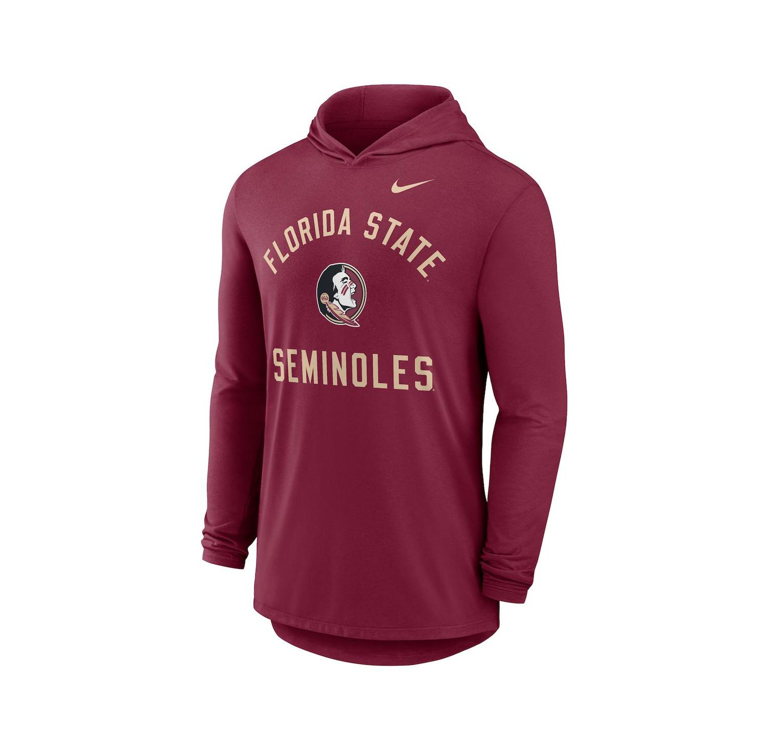 Men's Garnet Florida State Seminoles Classic Arch Tri-Blend Performance Long Sleeve Hoodie T-Shirt