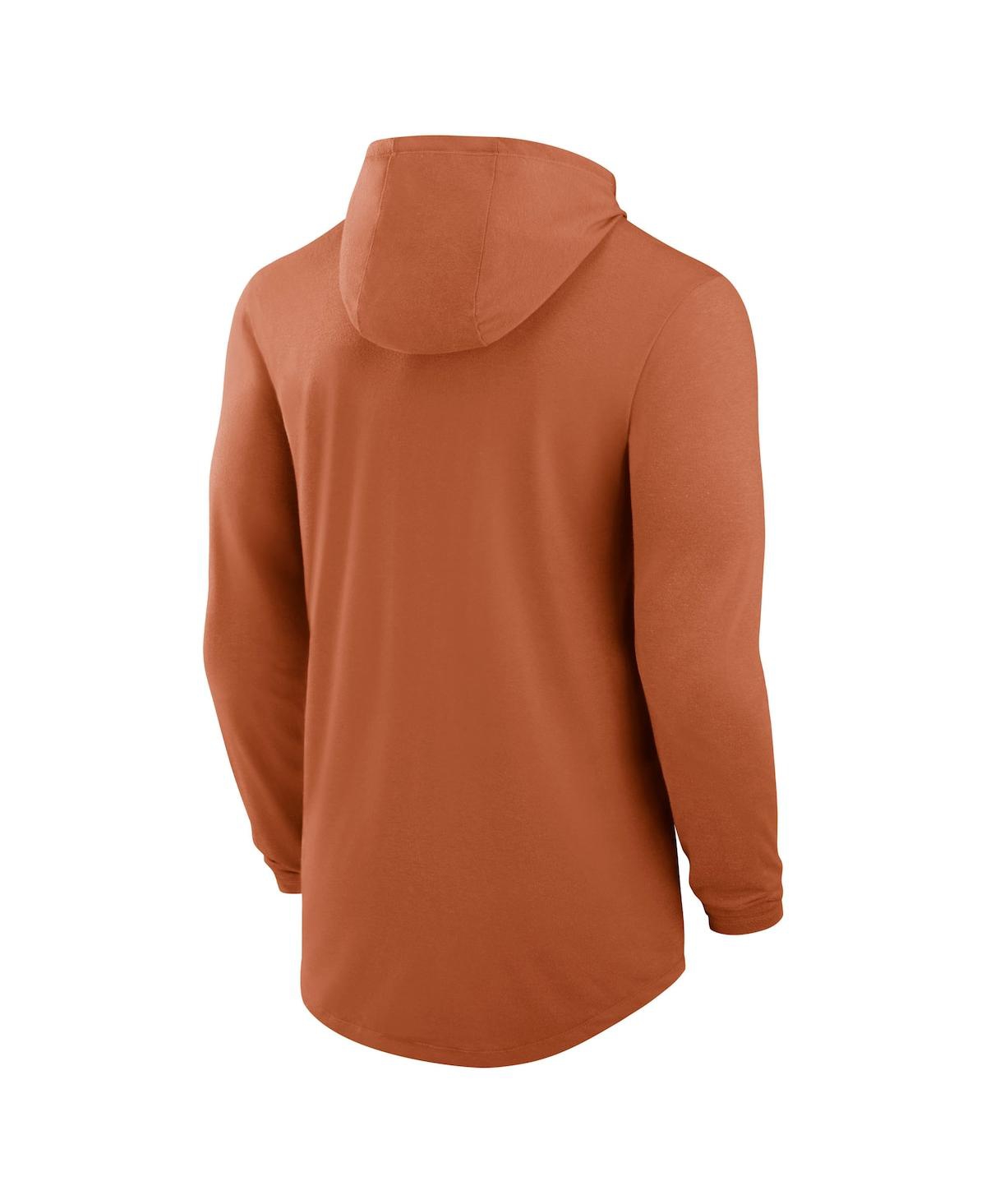Nike Burnt Orange Texas Longhorns Classic Arch Tri-blend Long Sleeve Hoodie T-shirt In Orange