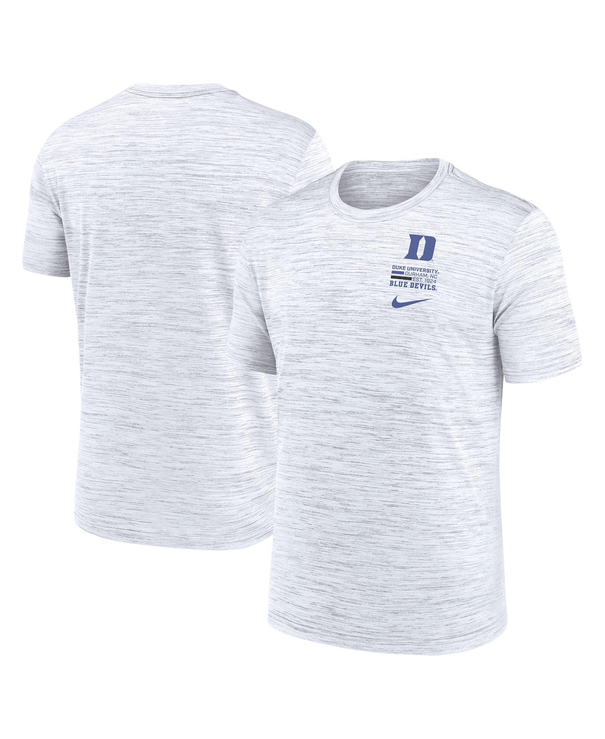 Nike Men's White Duke Blue Devils Velocity Stacked Performance T-shirt In White