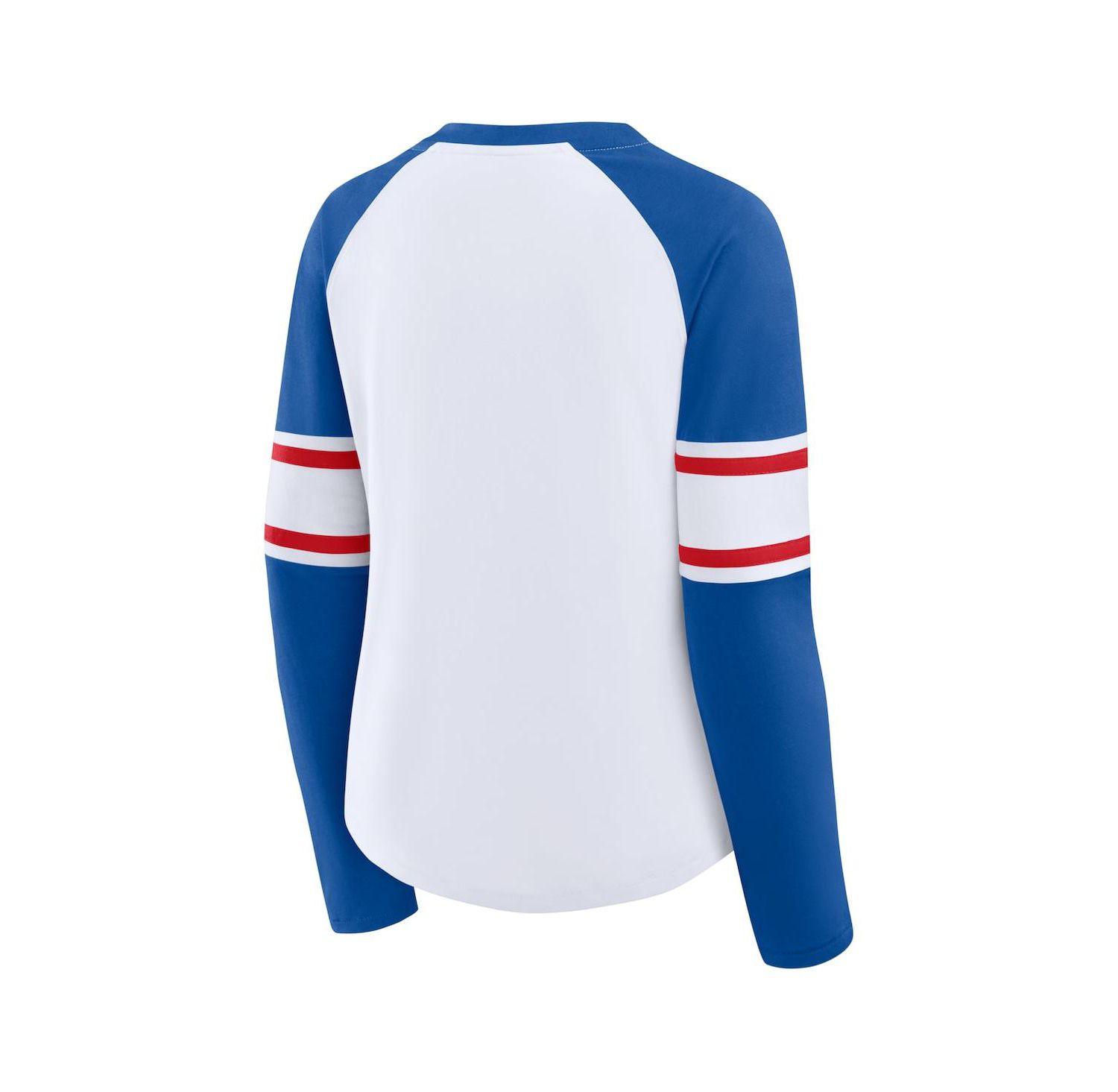 Women's White/Royal New York Giants Redzone Blitz Package Raglan Lace-Up V-Neck Long Sleeve T-Shirt