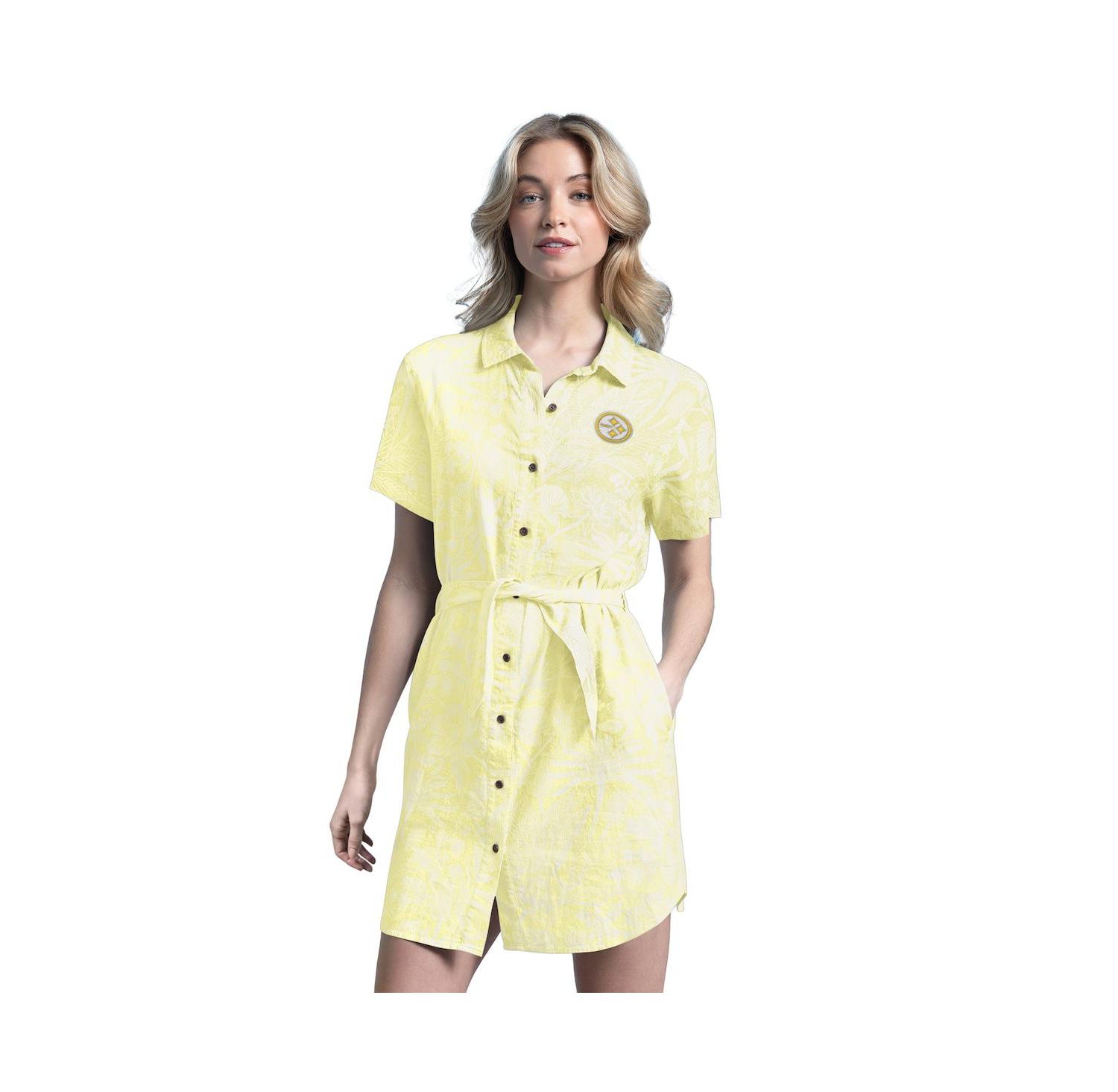 Women's Yellow Pittsburgh Steelers Palm Linen Dress