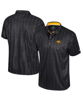 Colosseum - Men's Black Iowa Hawkeyes Football Print Polo Shirt