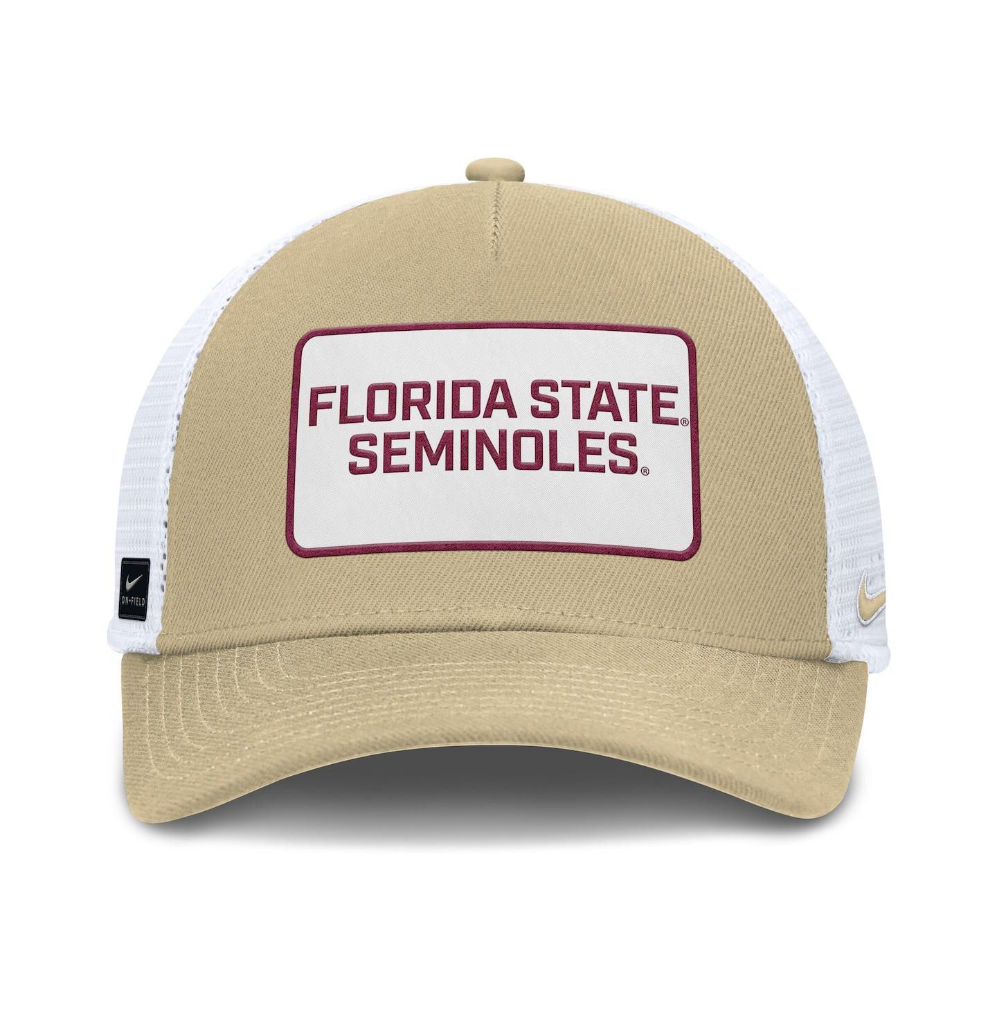 Мужская кепка Nike Gold/White Florida State Seminoles 2025 On-Field Rise Patch Trucker Adjustable Hat — фото 2