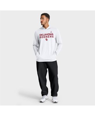 Men's White Oklahoma Sooners 2025 Sideline Performance Long Sleeve Hoodie T-Shirt