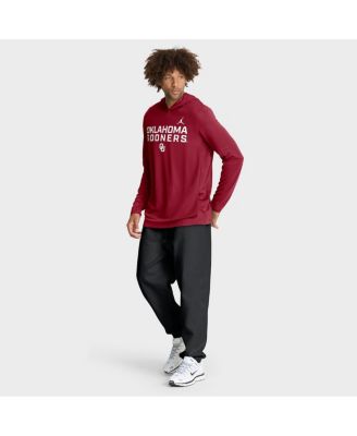 Men's Crimson Oklahoma Sooners 2025 Sideline Performance Long Sleeve Hoodie T-Shirt