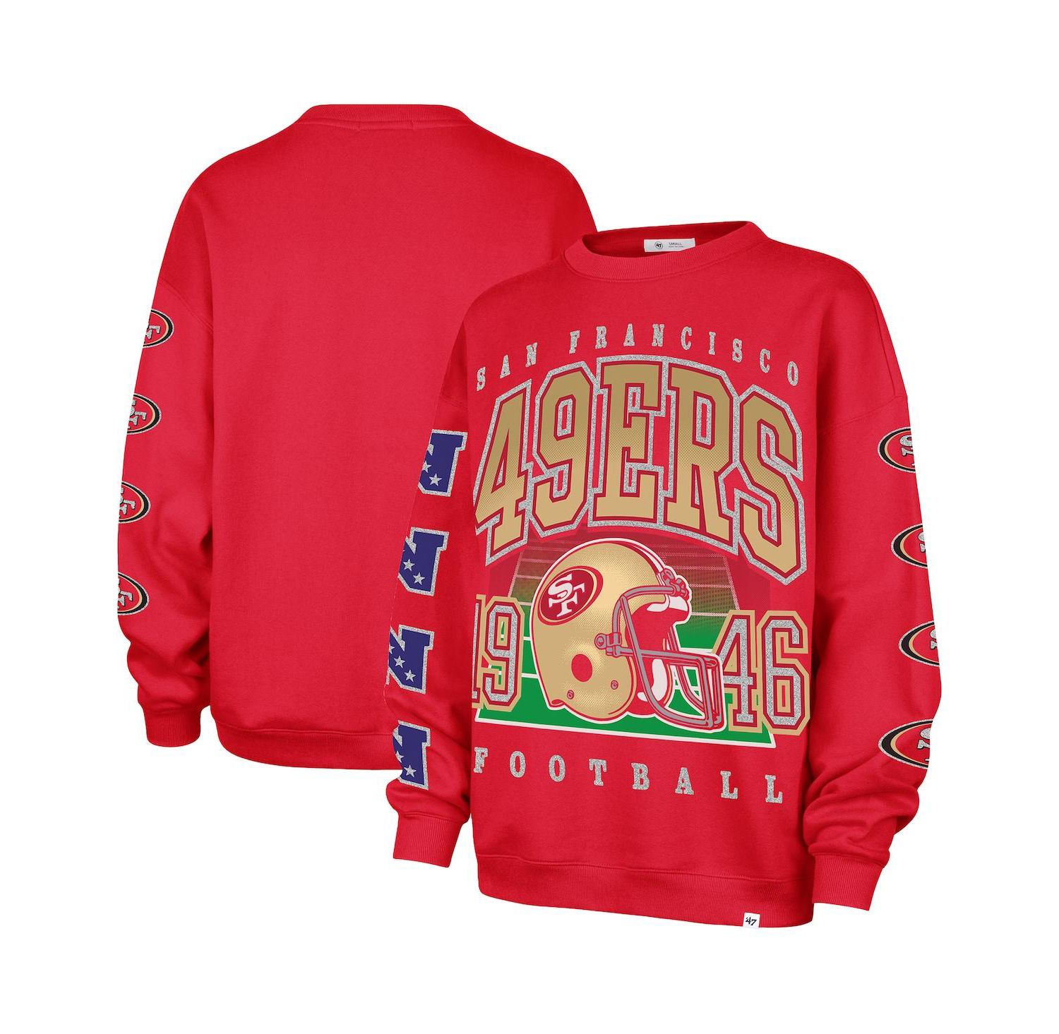 Women's Scarlet San Francisco 49ers Go Big Oversized Pullover Sweatshirt