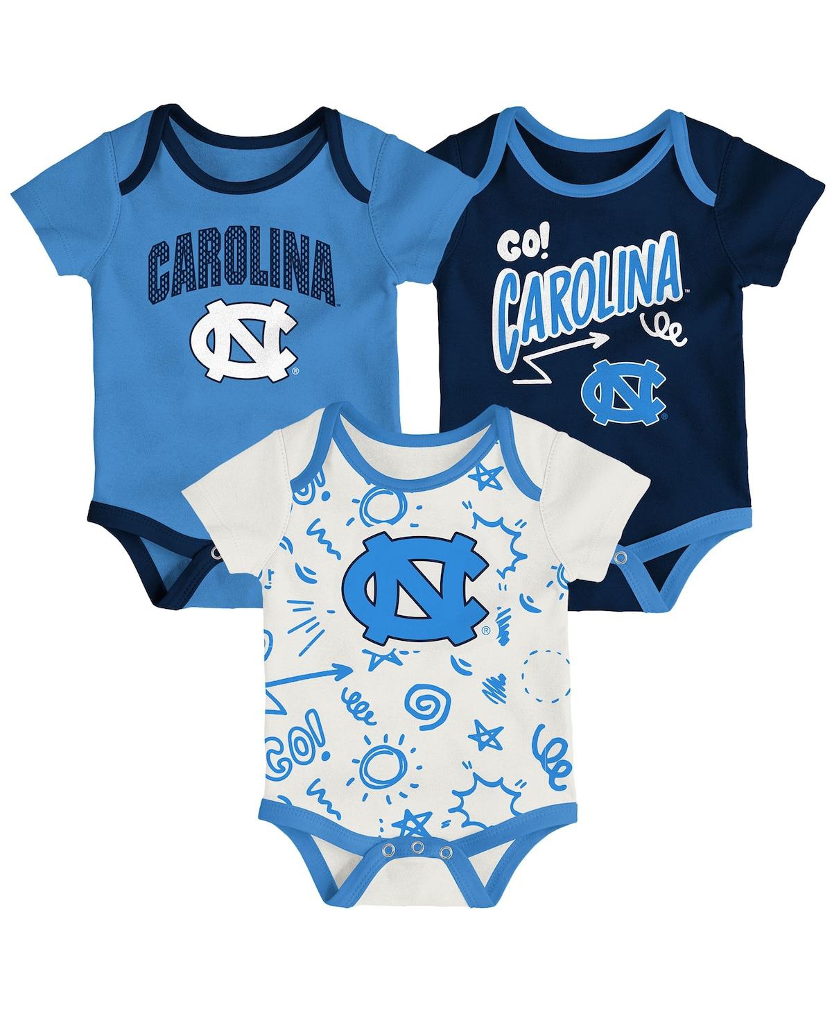 Outerstuff Baby Boys And Girls 3-pack North Carolina Tar Heels All Day Play Bodysuit Set In Multi