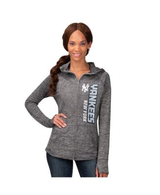 G-III 4Her by Carl Banks - Women's&nbsp;Heather Gray New York Yankees Defender Space Dye Raglan Full-Zip Hoodie