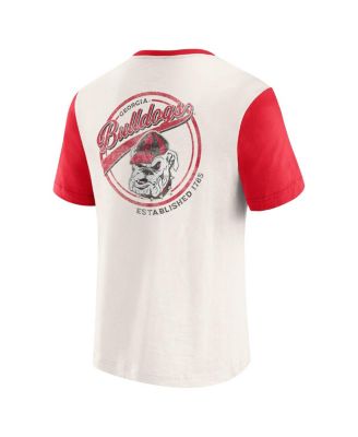 Darius Rucker Collection by Men's Cream/Red Georgia Bulldogs Henley Color Block Slub T-Shirt