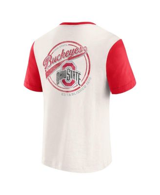 Darius Rucker Collection by Men's Cream/Scarlet Ohio State Buckeyes Henley Color Block Slub T-Shirt