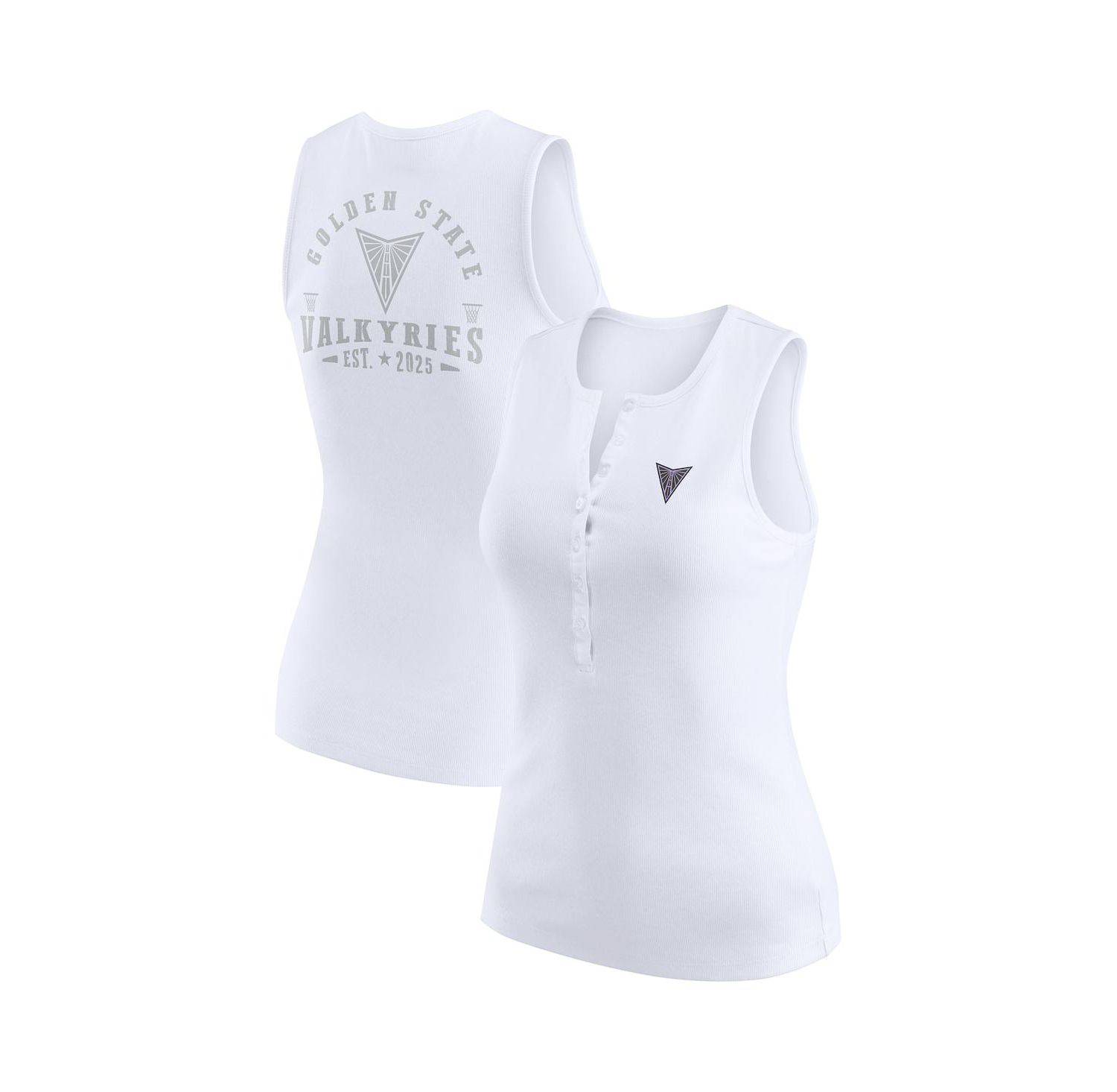 Women's White Golden State Valkyries Rib-Knit Henley Tank Top