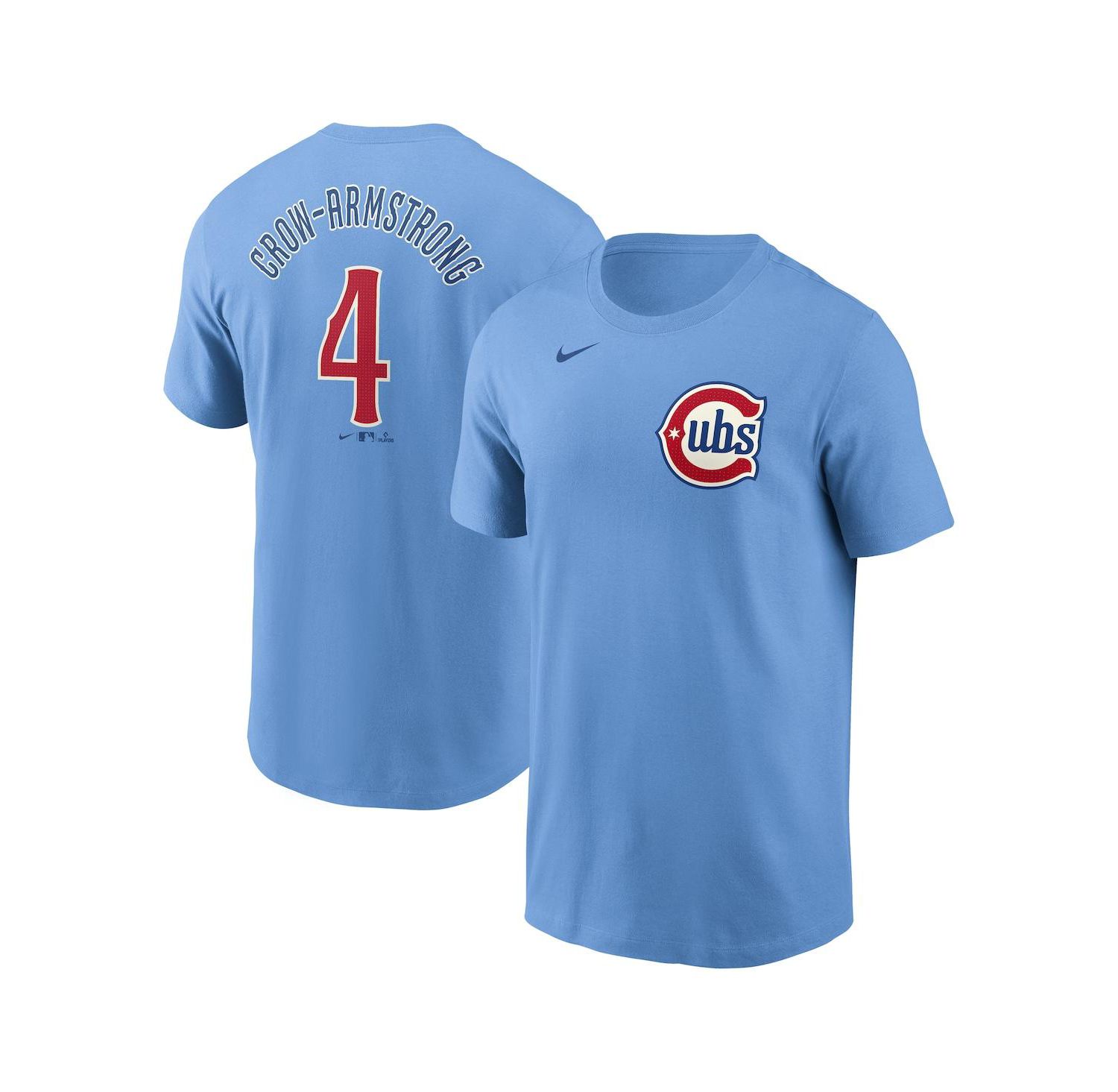 Nike Men's Pete Crow-Armstrong Light Blue Chicago Cubs Fuse Name & Number T-Shirt