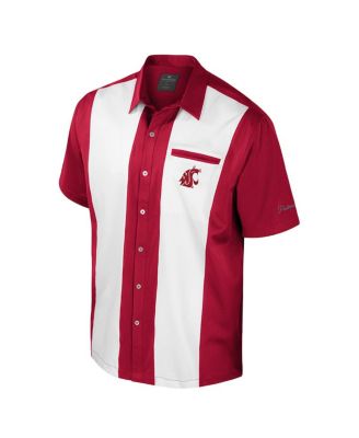 Men's Crimson Washington State Cougars Strike Bowling Button-Up Shirt