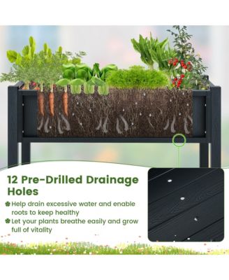 HIPS Raised Garden Bed Poly Wood Elevated Planter Box w/ Legs & Storage Shelf 34'' x 18'' x 29'' (L x W x H)