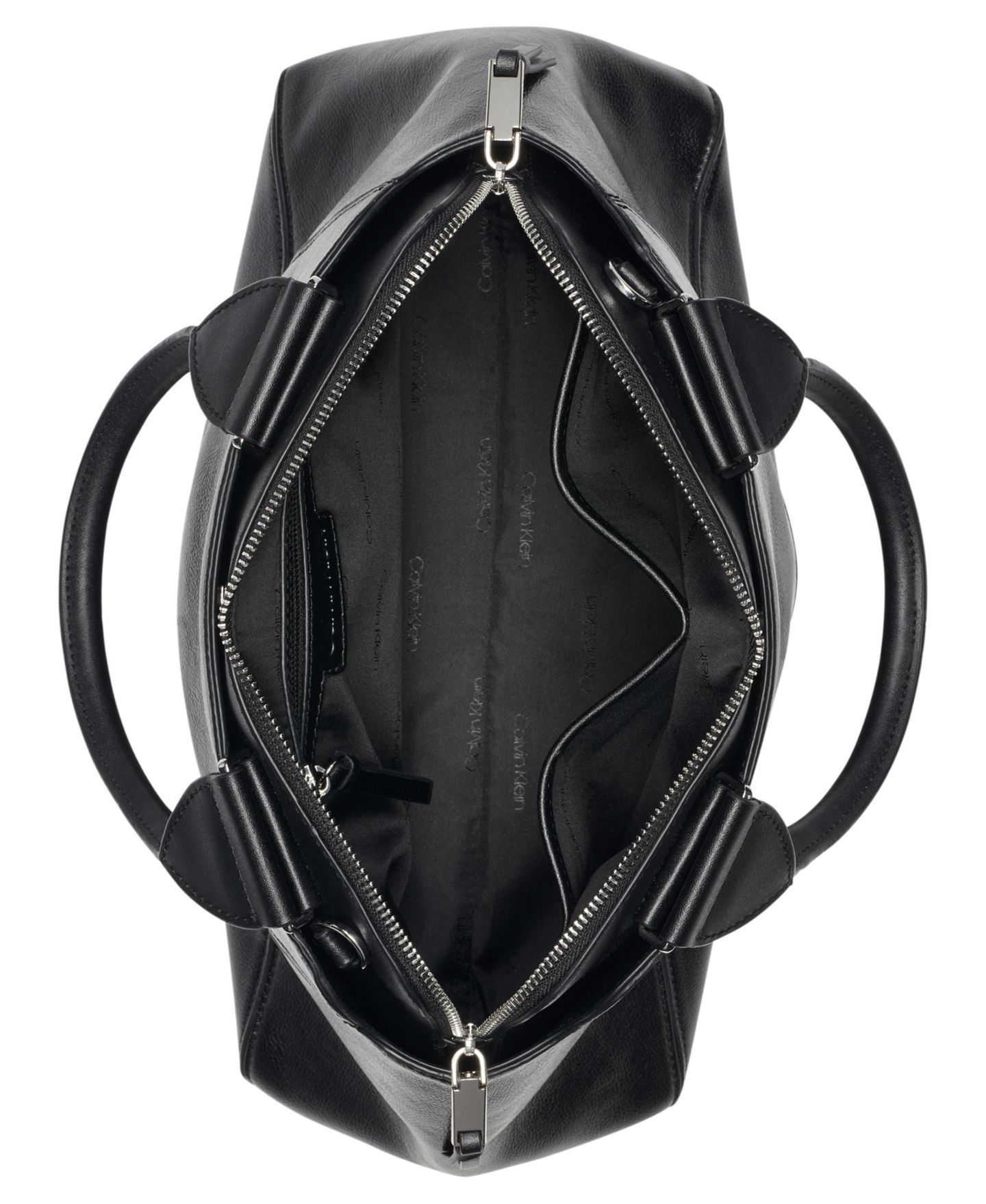 Женская сумка Calvin Klein Heidi Top Zipper Convertible Satchel, цвет: Чёрный / Серебряный — фото 4