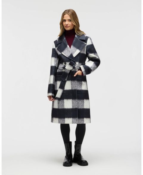 Женские куртки NVLT Women's Oversized Faux Wool Buffalo Check Belted Coat
