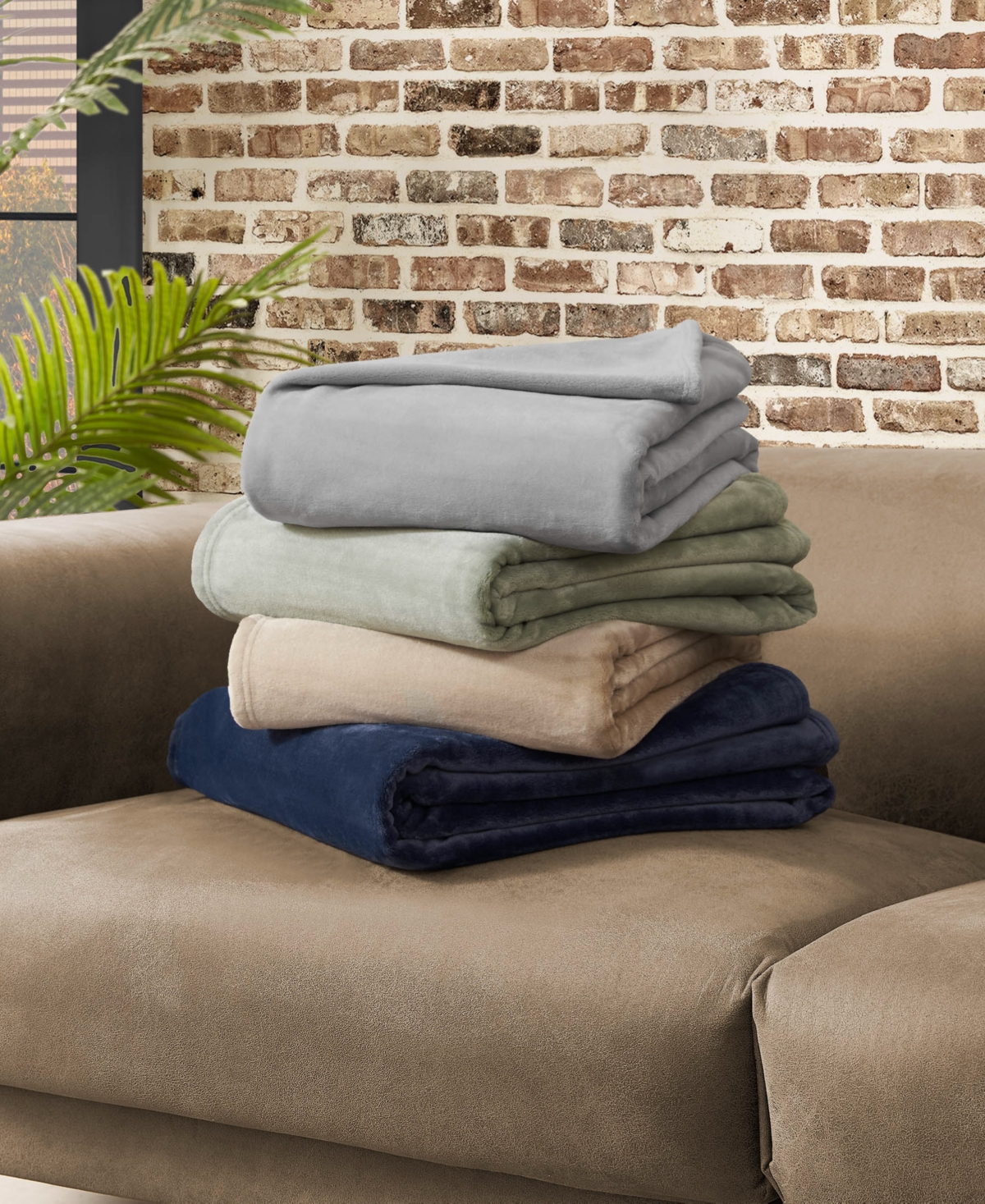Lucky Brand Solid Plush Throw, 50" x 70"