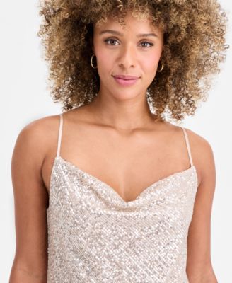 Women&#39;s Sequinned Cowl-Neck Top