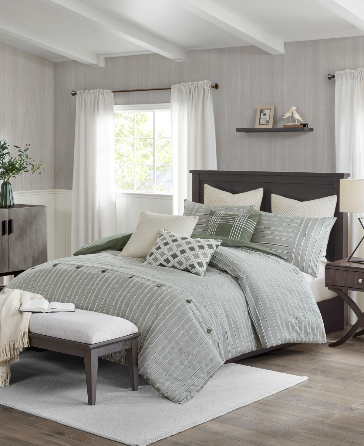 Madison Park Signature Essence Clipped Jacquard 10-pc. Comforter Set, King In Green