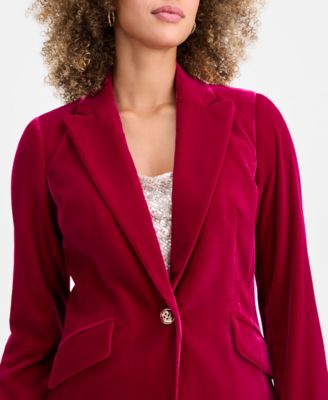 Women's Velvet Single-Button Blazer