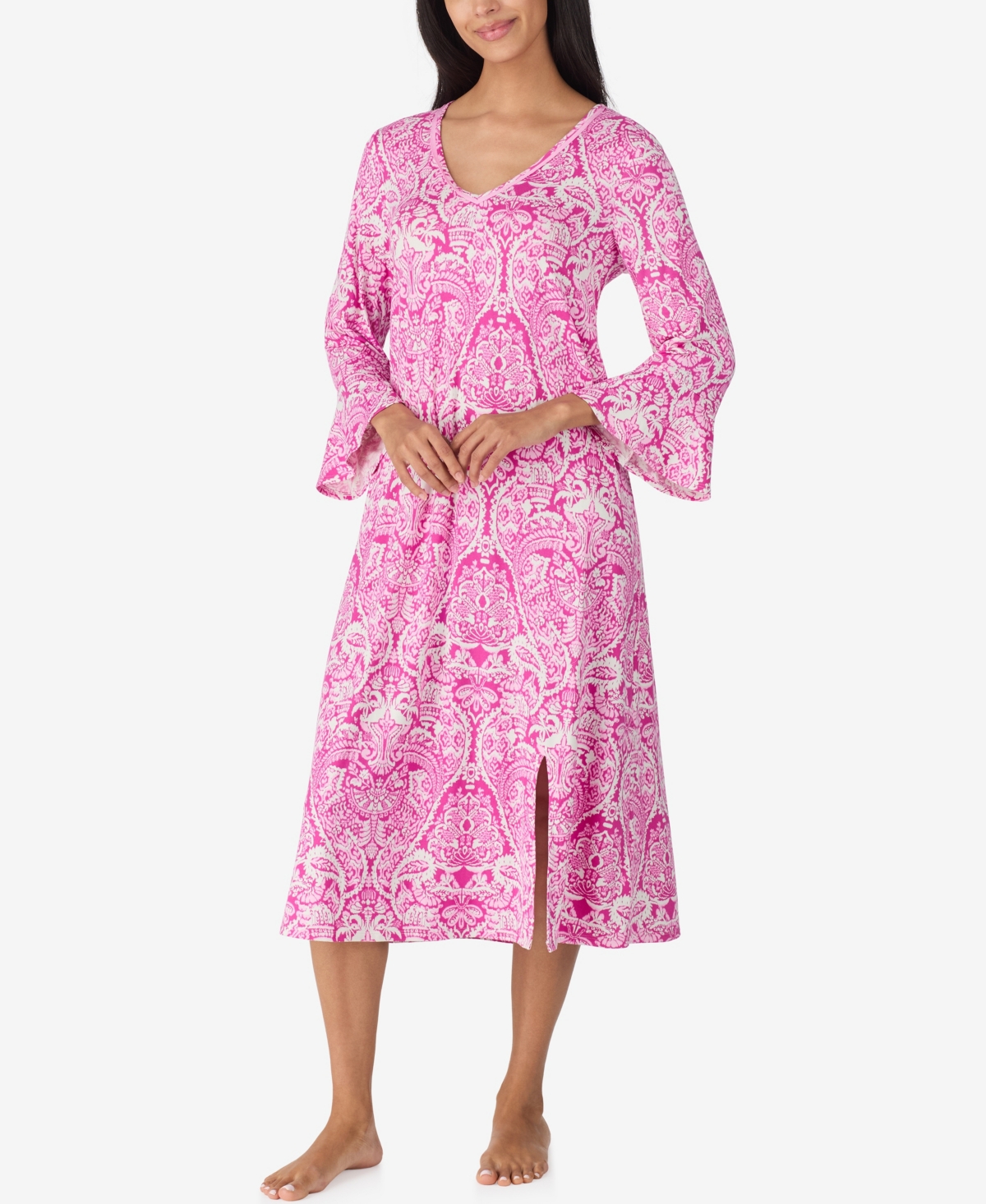 Ellen Tracy Women's Below Elbow Midi Lounger In Pink