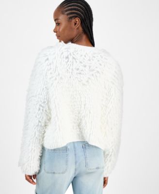 Women's Shaggy-Knit Cropped Cardigan, Macy's Exclusive