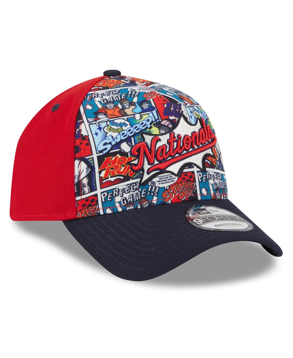 New Era Big Boys And Girls Red/navy Washington Nationals 2025 Mlb Diamond Hero Edition A-frame 9forty Adjust In Multi