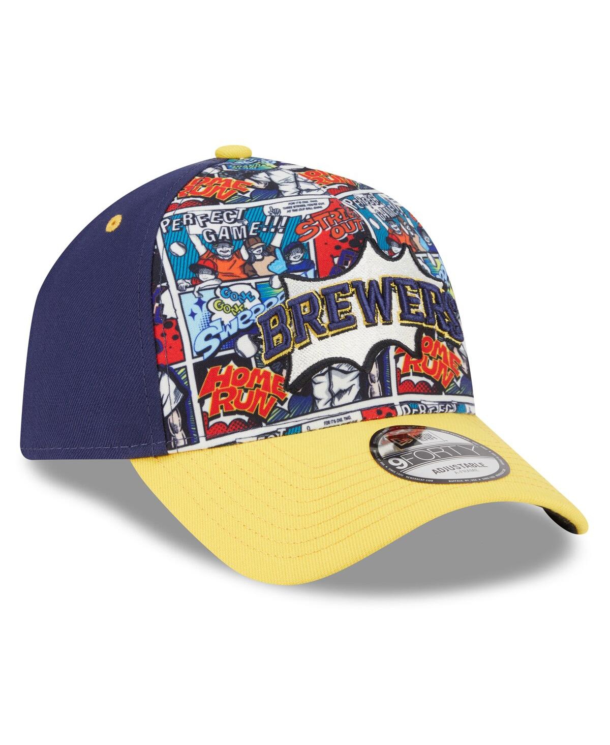 New Era Big Boys And Girls Navy/gold Milwaukee Brewers 2025 Mlb Diamond Hero Edition A-frame 9forty Adjustab In Multi