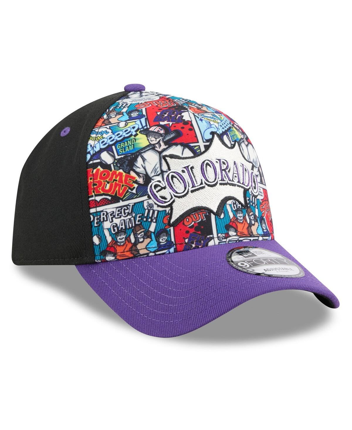 New Era Big Boys And Girls Black/purple Colorado Rockies 2025 Mlb Diamond Hero Edition A-frame 9forty Adjust In Multi