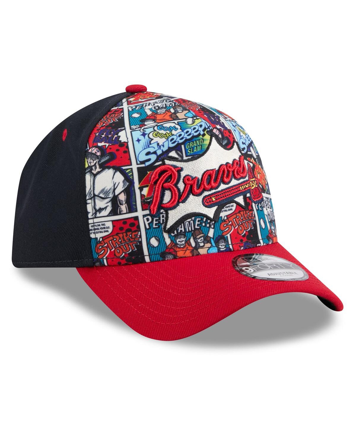 New Era Big Boys And Girls Navy/red Atlanta Braves 2025 Mlb Diamond Hero Edition A-frame 9forty Adjustable H In Multi