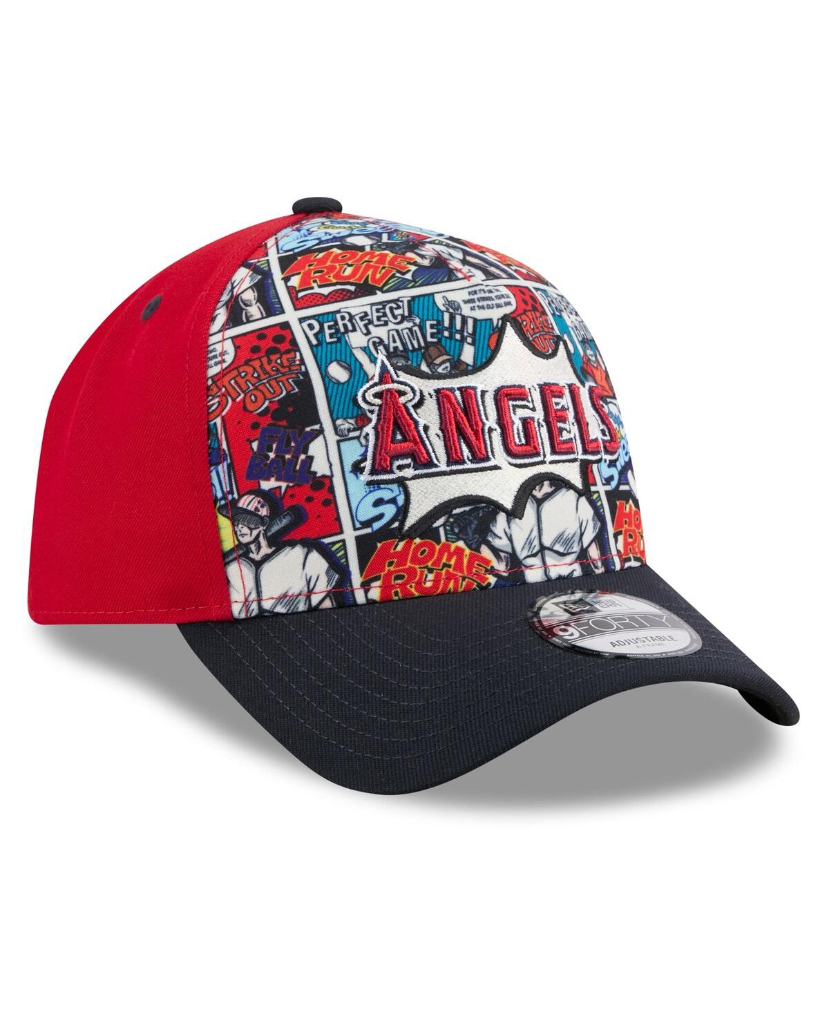 New Era Big Boys And Girls Red/navy Los Angeles Angels 2025 Mlb Diamond Hero Edition A-frame 9forty Adjustab In Multi
