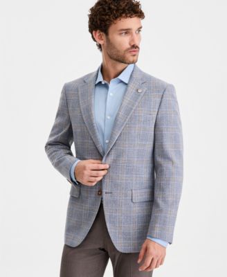 Men's Blue Plaid Modern-Fit Blazer